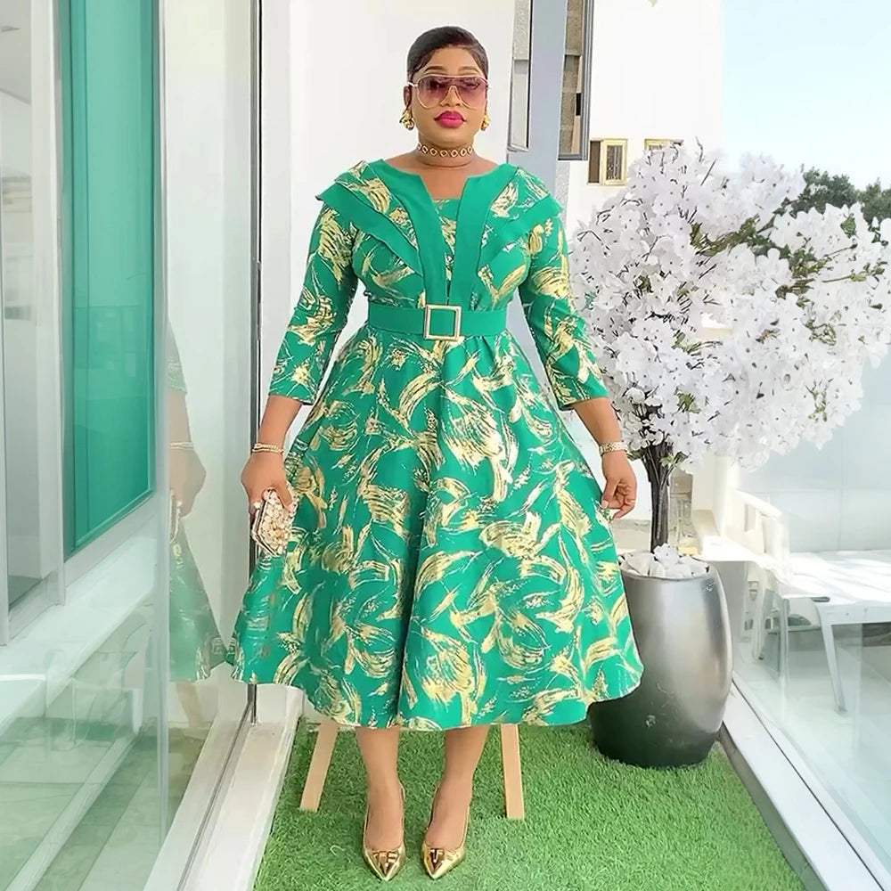 Plus Size African Dashiki Dress - Elegant Ankara Wedding Party Gown