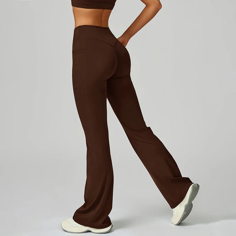 Women's High Waist Flared Fitness Pants - Hip Lift Yoga Leggings
