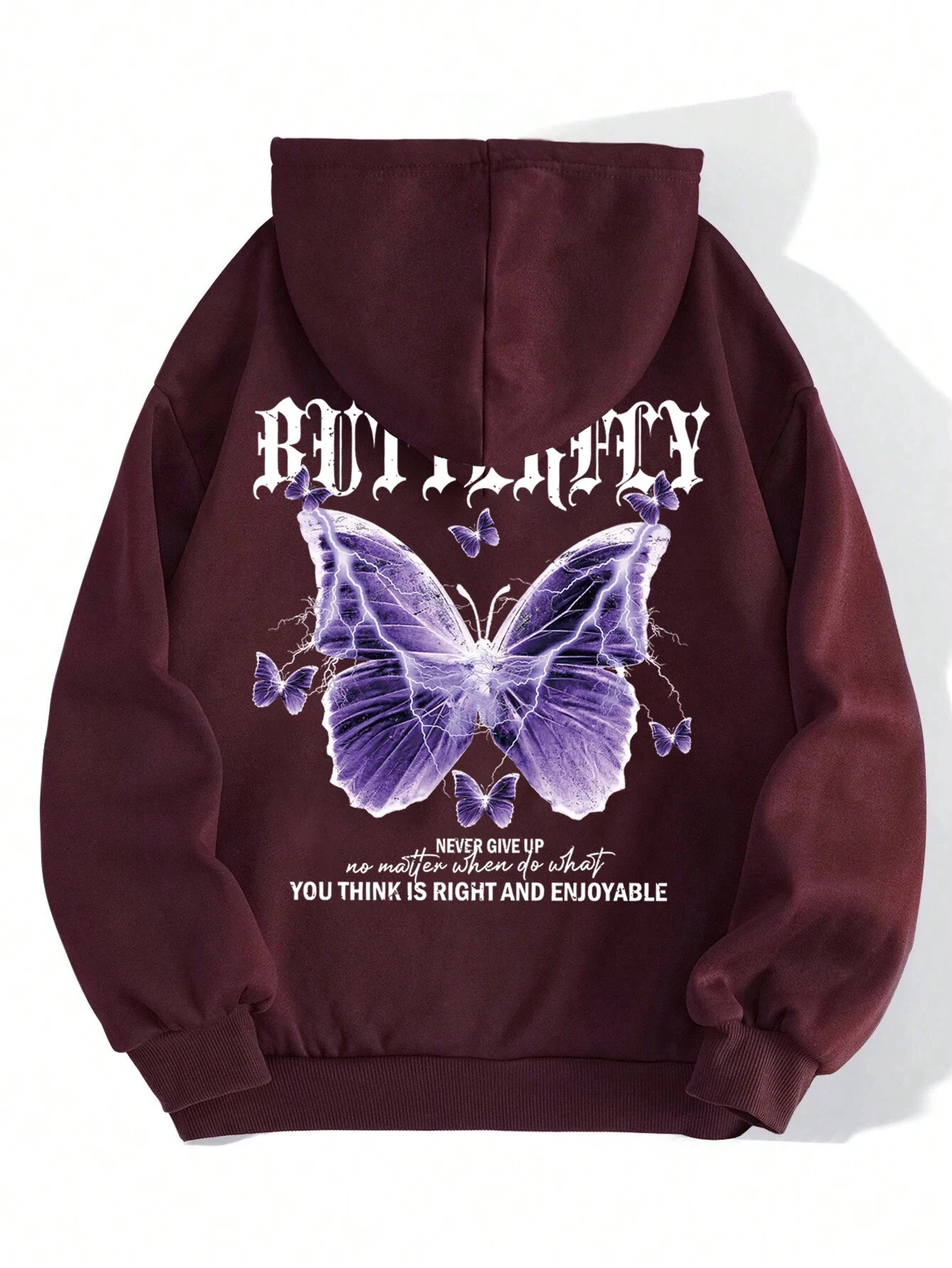 Beautiful streetwear women Purple Butterfly Printing Hoodie