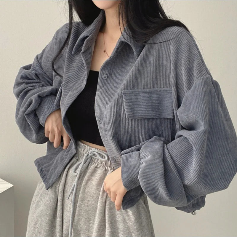 Women's Y2K Streetwear Turn Down Collar Coat - Retro Casual Jacket