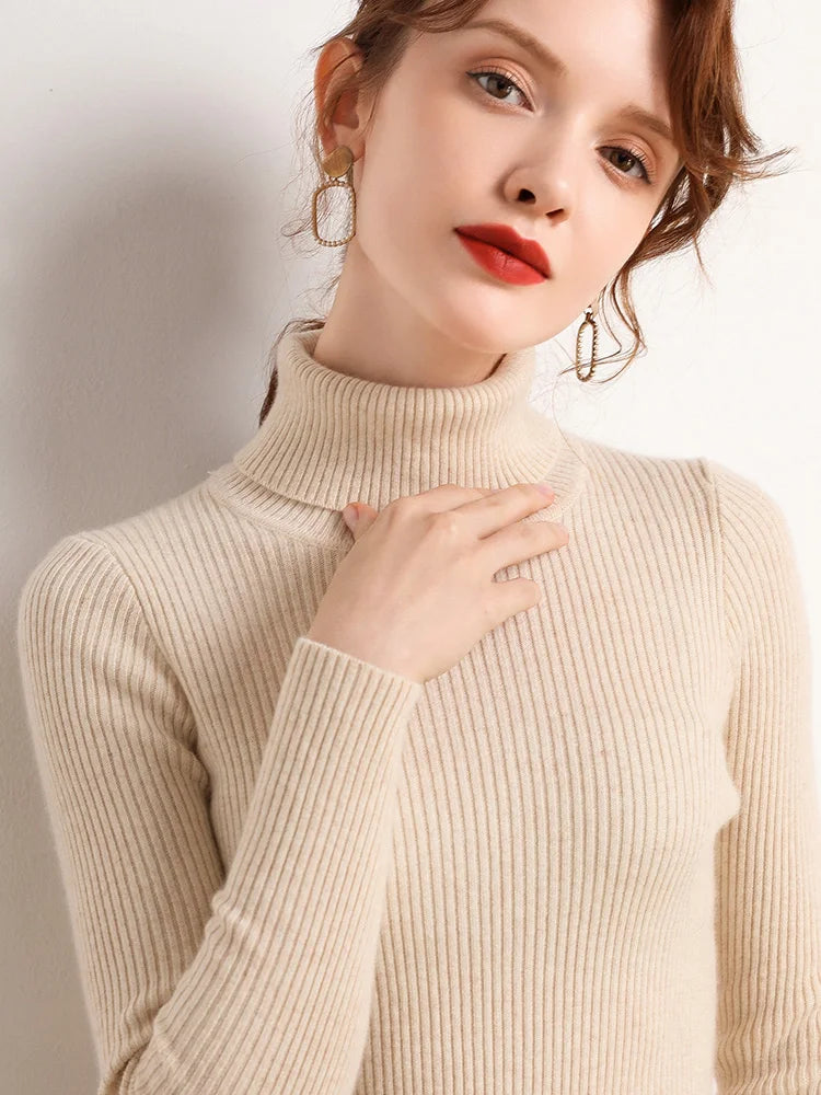 ashmere Soft Turtleneck Sweater - Women's Knitted Pullover Jumper