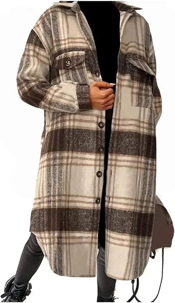 Single Breasted Trench Coat  Long Autumn Winter Women Overcoat Coat