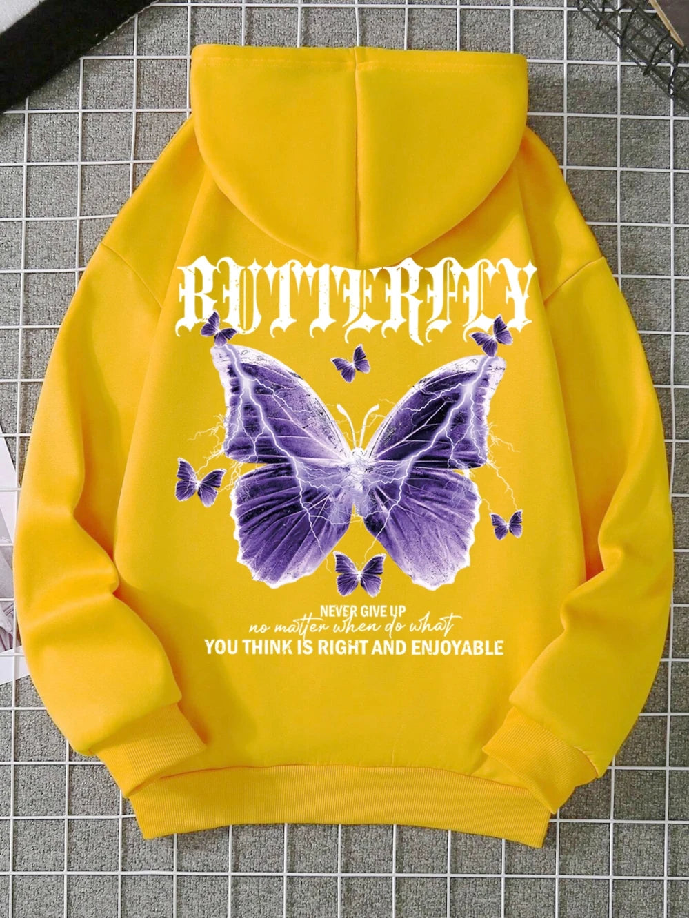 Beautiful streetwear women Purple Butterfly Printing Hoodie