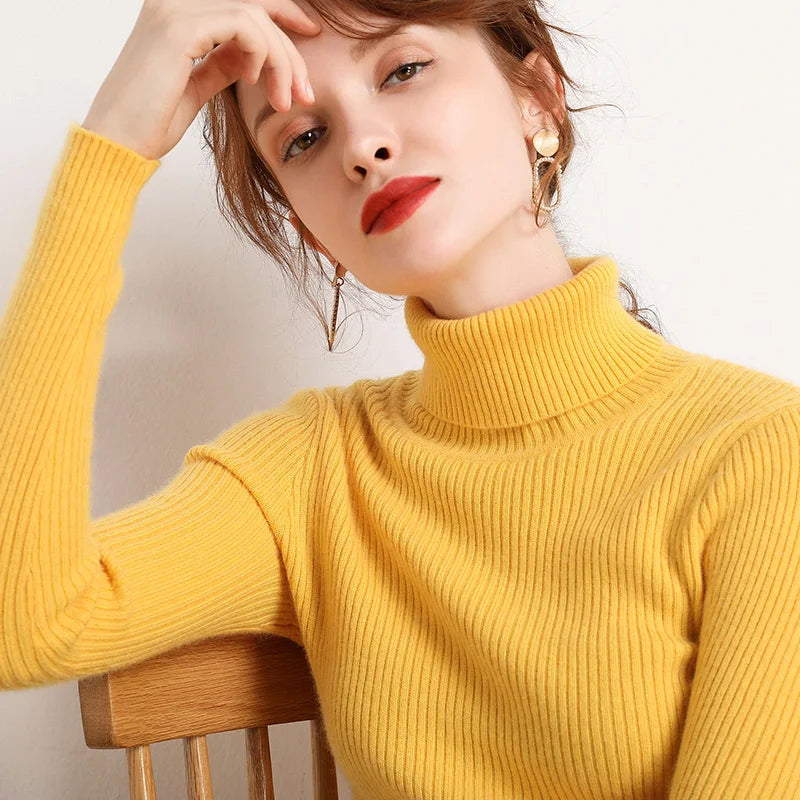 ashmere Soft Turtleneck Sweater - Women's Knitted Pullover Jumper