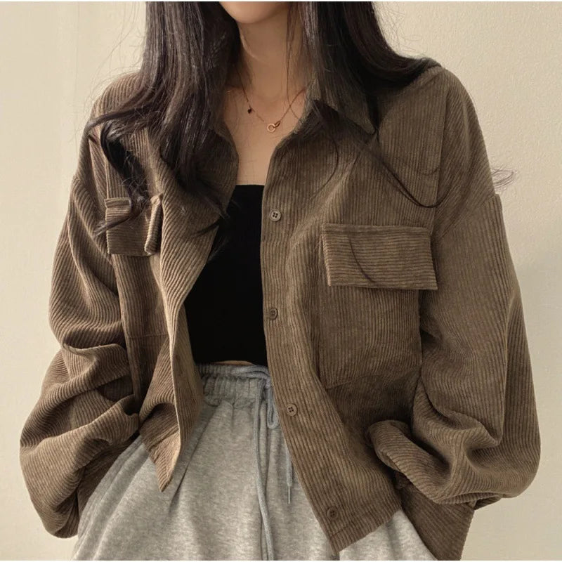 Women's Y2K Streetwear Turn Down Collar Coat - Retro Casual Jacket