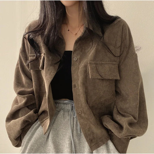 Women's Y2K Streetwear Turn Down Collar Coat - Retro Casual Jacket