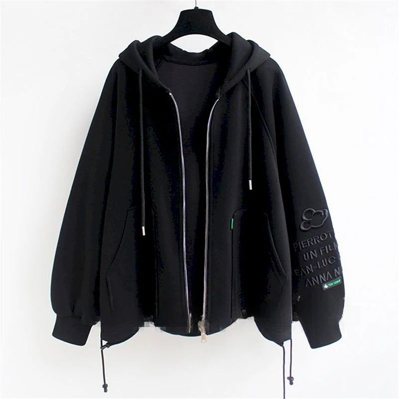 Women's Cute Hooded Cardigan - Y2K Oversized Hoodie Jacket
