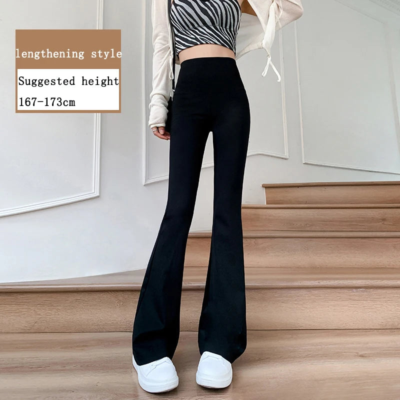 Women Flare Slim High Waist Solid Sexy Shark Flare Skinny Leggings