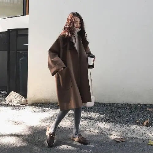 Women's Wool Trench Coat - Versatile Medium Length Tweed Coat