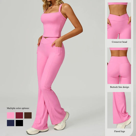Women's High Waist Flared Fitness Pants - Hip Lift Yoga Leggings