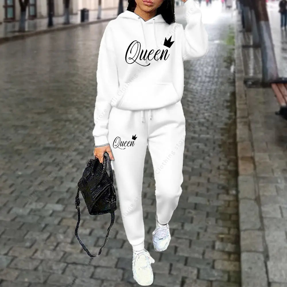 women Letter Graphic Print Sets Hoodie Tracksuit