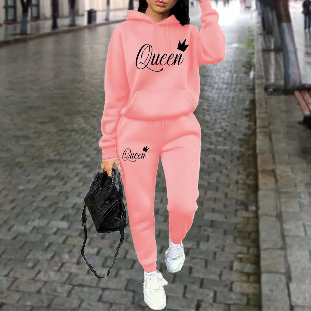 women Letter Graphic Print Sets Hoodie Tracksuit