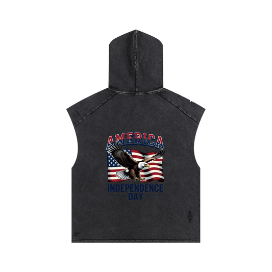 Jabhaus America Eagle Independence Day Stand Collar Sleeveless Vest