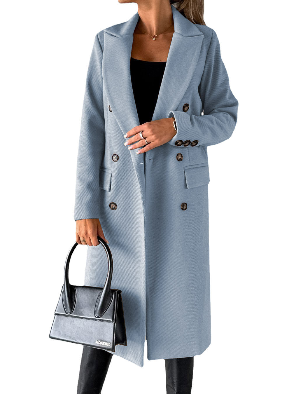 Women's Double-Breasted Long Coat - Winter Slim Lapel Jacket