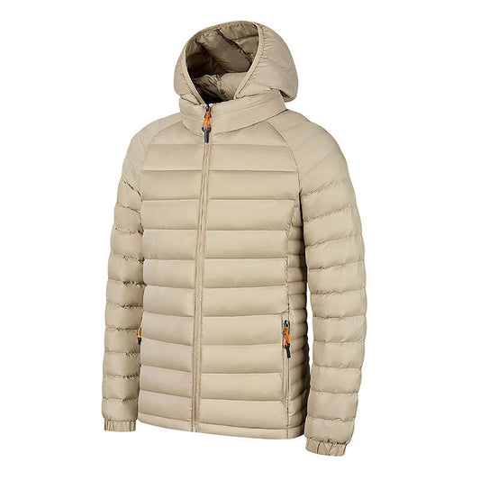 Men’s Lightweight Winter Puffer Jacket – Hooded Warm Coat with Pockets, Portable Zipper Outerwear