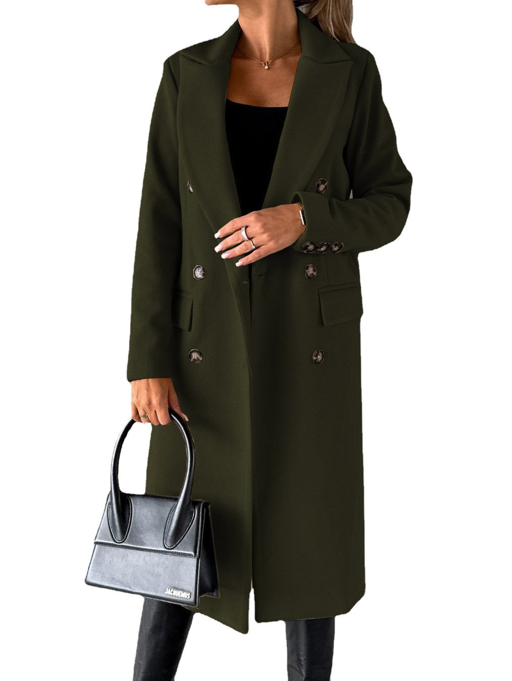 Women's Double-Breasted Long Coat - Winter Slim Lapel Jacket