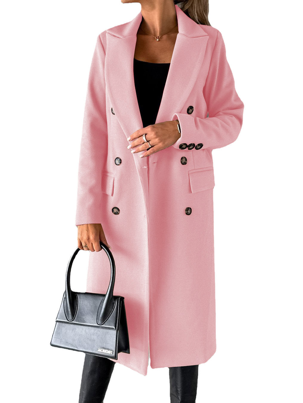 Women's Double-Breasted Long Coat - Winter Slim Lapel Jacket