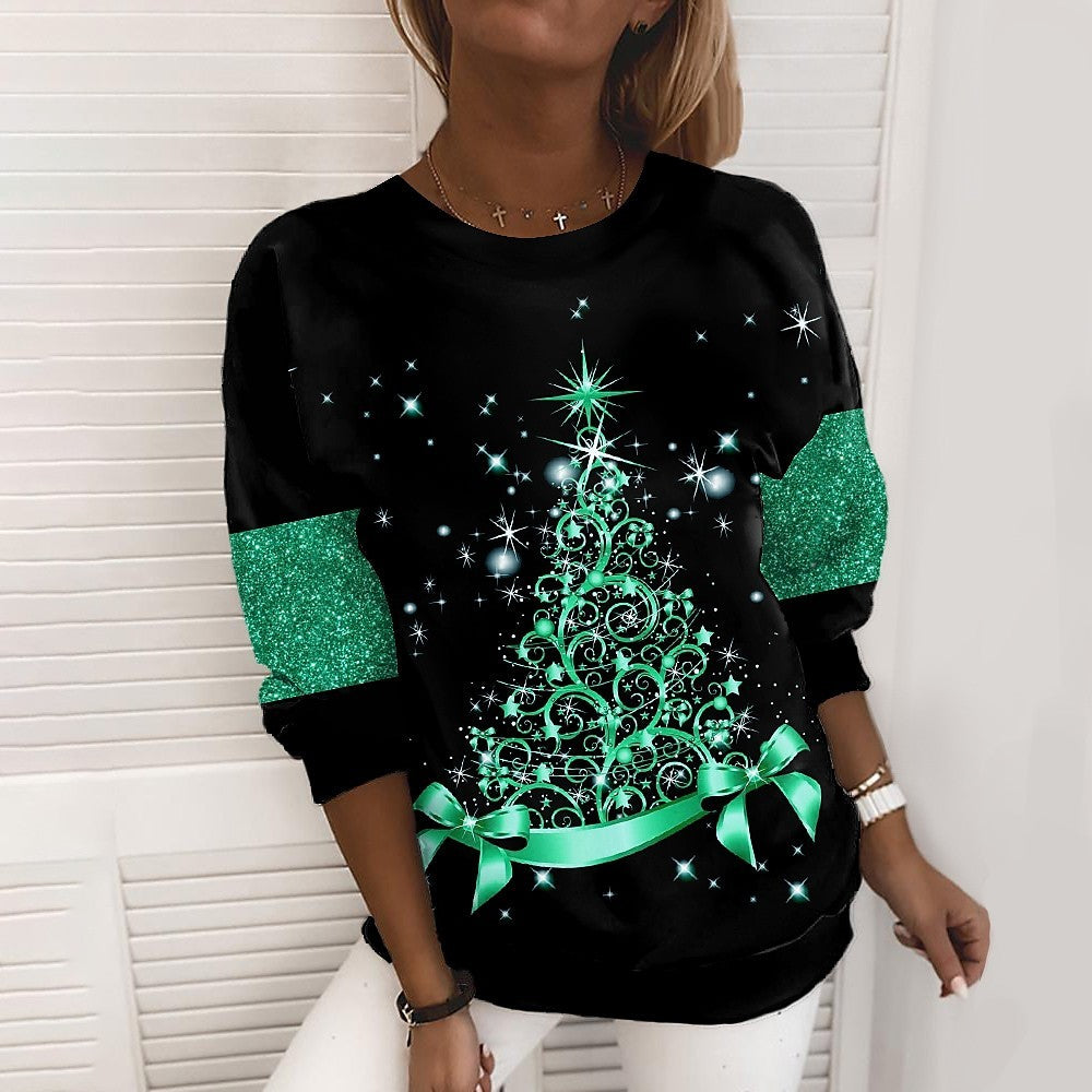 Women's 3D Digital Print Christmas Sweater - Holiday Pullover Sweatshirt