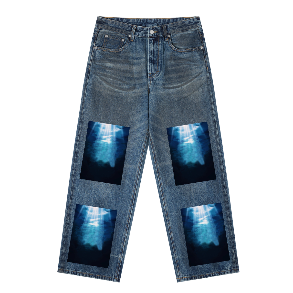 Vintage Wash Baggy Denim Jeans
