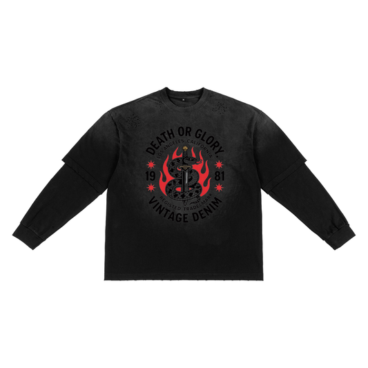Jabhaus Death or Glory Faded Long sleeve Layered Tee.