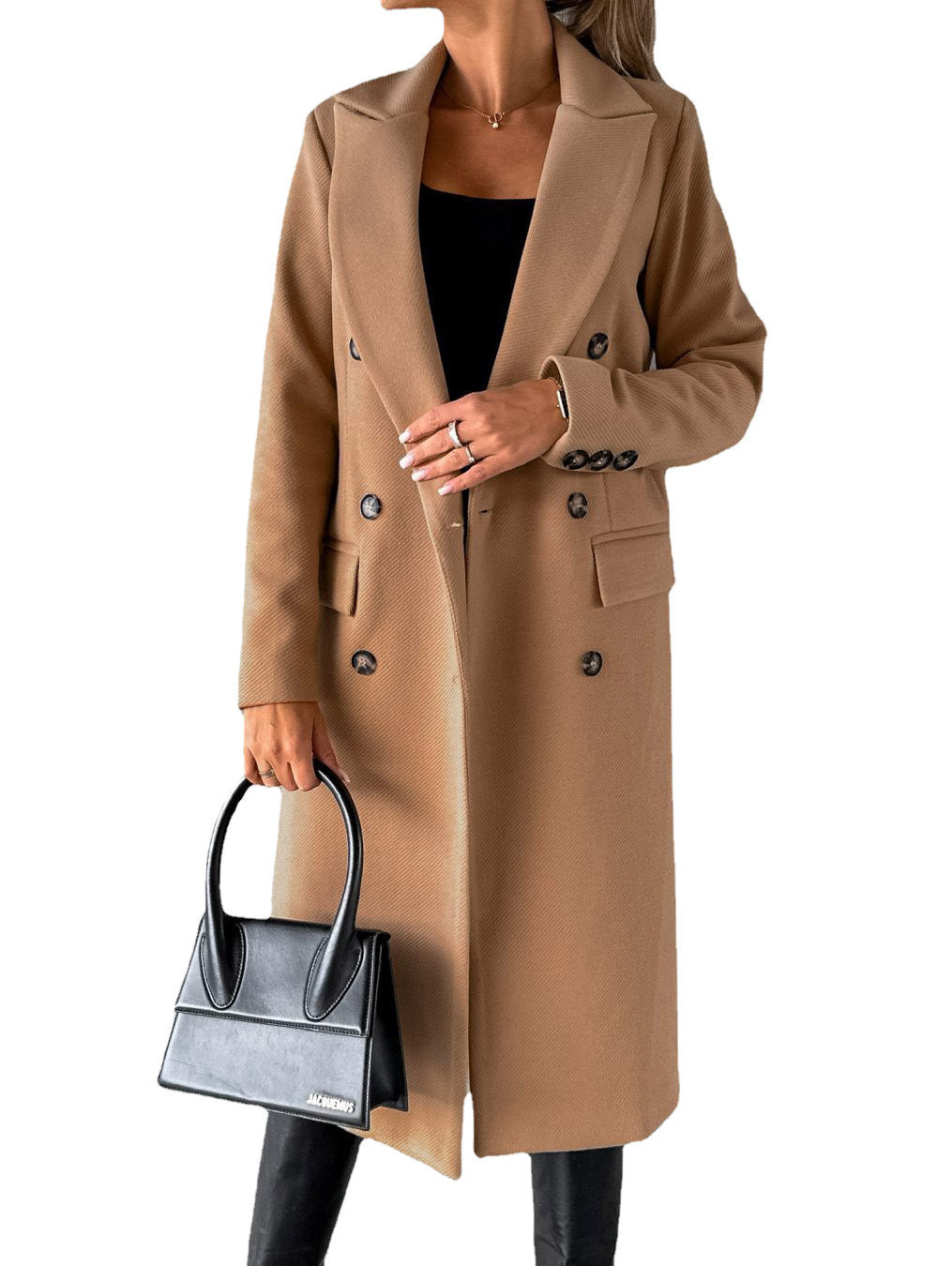 Women's Double-Breasted Long Coat - Winter Slim Lapel Jacket